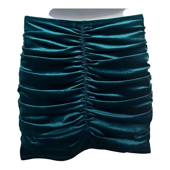 Stretch Velvet Honey & Rosie Emerald Green 2-Piece Cocktail Dress Rave Skirt Set - Picture 12 of 16